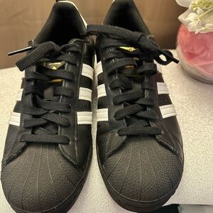 Adidas Men's Black Sneakers with White Stripes